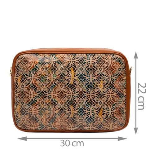 Geanta dama piele maro deschis cu imprimeu paisley GF3157