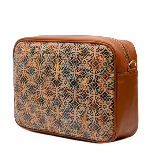 Geanta dama piele maro deschis cu imprimeu paisley GF3157