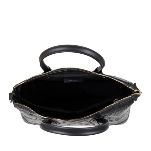 Geanta piele neagra cu imprimeu GF3166