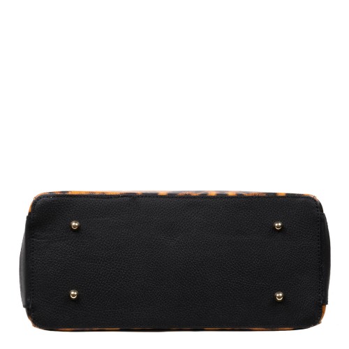 Geanta piele neagra imprimeu animal print GF3169