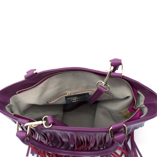 Geanta piele violet cu franjuri GF324