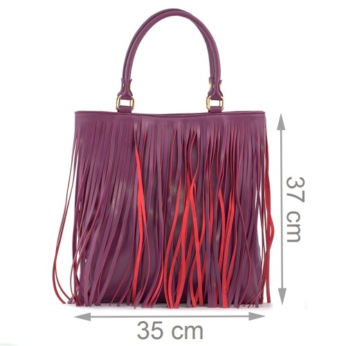 Geanta piele violet cu franjuri GF324