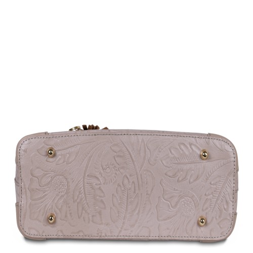 Geanta piele taupe deschis cu imprimeu GF3398