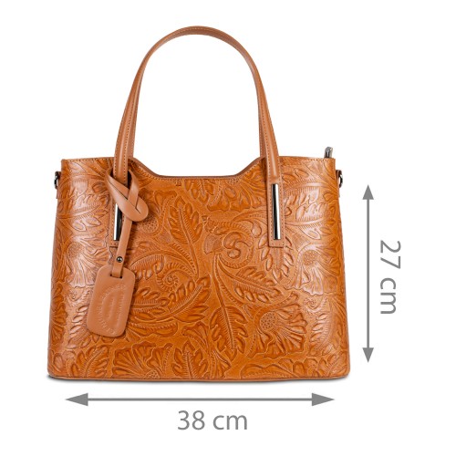 Geanta piele maro cognac GF354