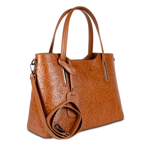 Geanta piele maro cognac GF354