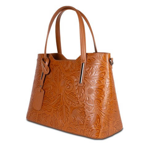 Geanta piele maro cognac GF354