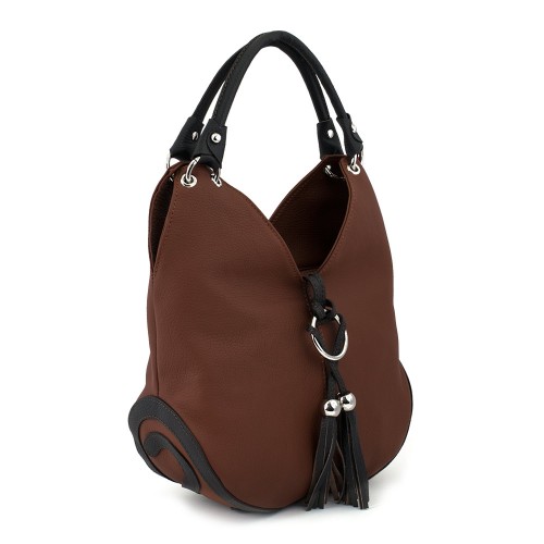 Geanta piele maro inchis GF388