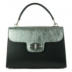 Geanta piele negru/ argintiu GF389