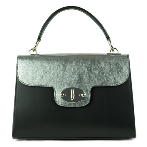 Geanta piele negru/ argintiu GF389