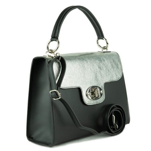 Geanta piele negru/ argintiu GF389