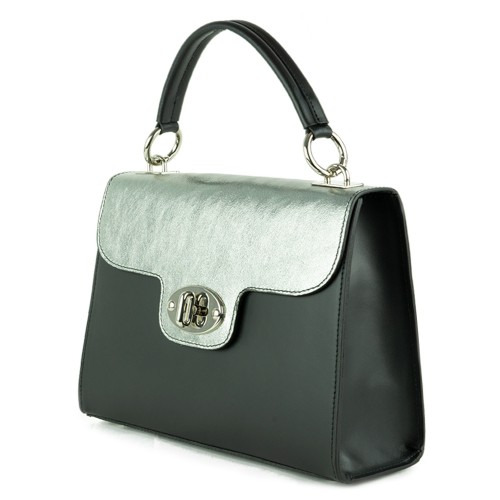 Geanta piele negru/ argintiu GF389