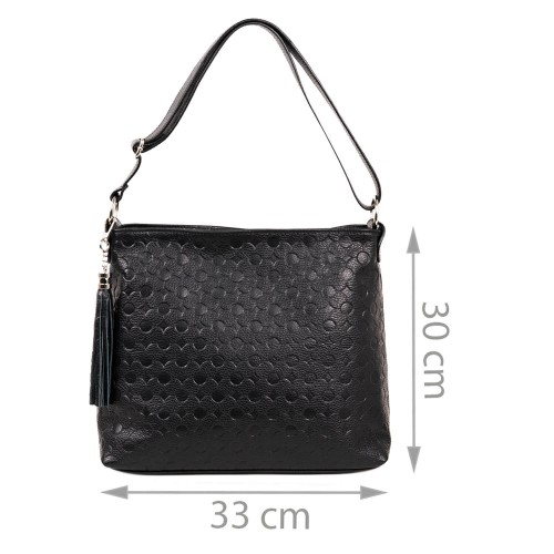 Geanta piele neagra cu imprimeu GF390