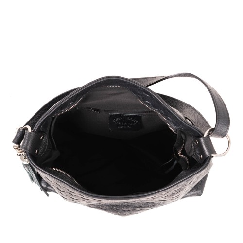 Geanta piele neagra cu imprimeu GF390