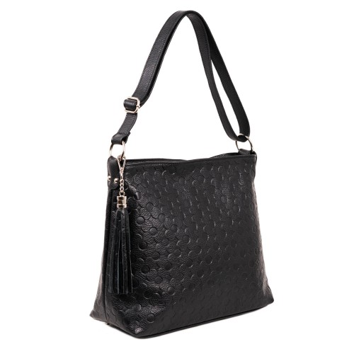 Geanta piele neagra cu imprimeu GF390