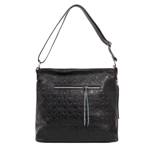 Geanta piele neagra cu imprimeu GF390