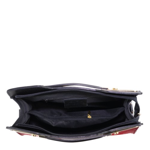 Geanta piele negru cu marsala GF408
