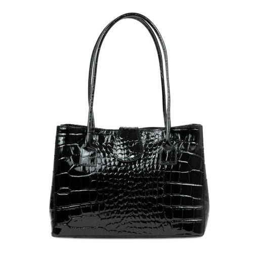 Geanta piele lacuita neagra GF427