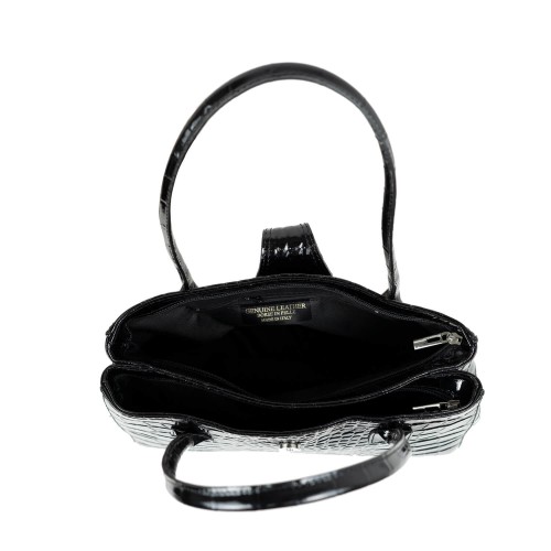 Geanta piele lacuita neagra GF427