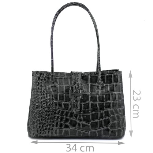 Geanta piele lacuita gri GF428