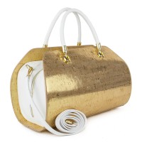 Geanta piele auriu/ alb GF436