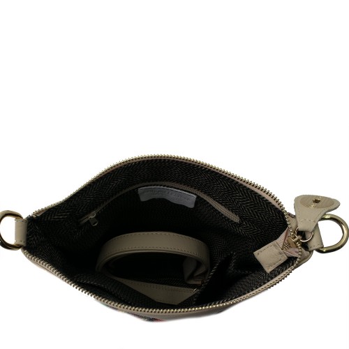 Geanta piele crem cu fluturi GF452