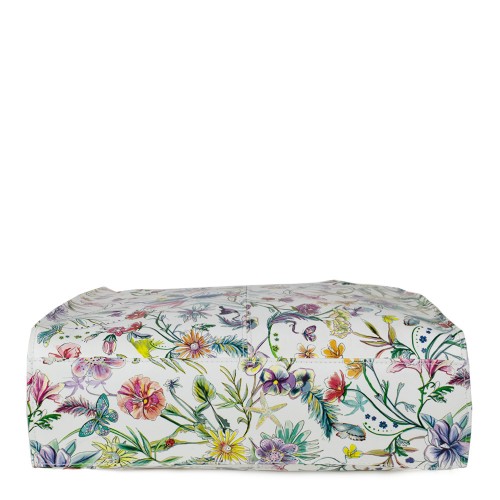 Geanta piele alba imprimeu floral GF486
