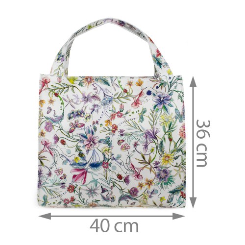Geanta piele alba imprimeu floral GF486