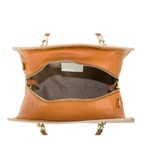 Geanta piele auriu/maro GF507