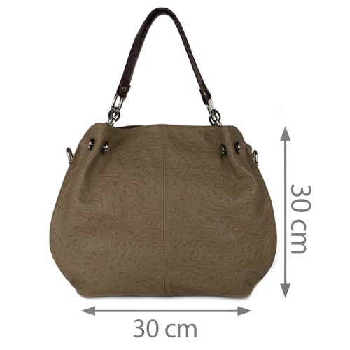 Geanta piele taupe inchis GF515