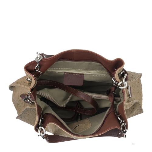 Geanta piele taupe inchis GF515