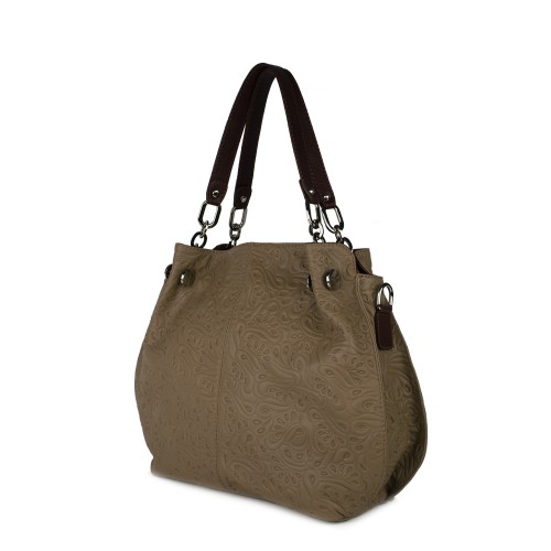 Geanta piele taupe inchis GF515
