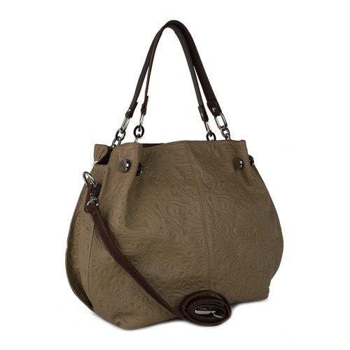 Geanta piele taupe inchis GF515
