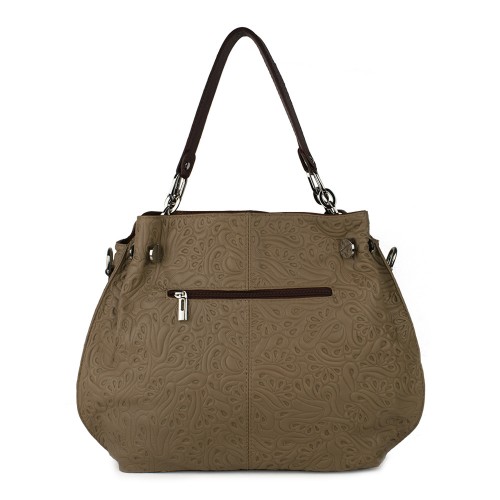 Geanta piele taupe inchis GF515