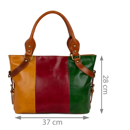 Geanta piele naturala multicolora GF518
