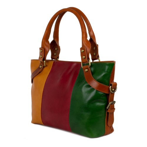 Geanta piele naturala multicolora GF518