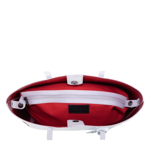 Geanta piele alba GF538