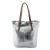 Geanta piele argintie cu imprimeu GF546