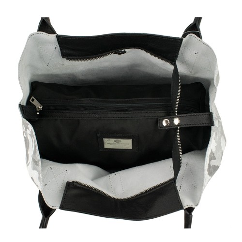 Geanta piele silver cu imprimeu GF559