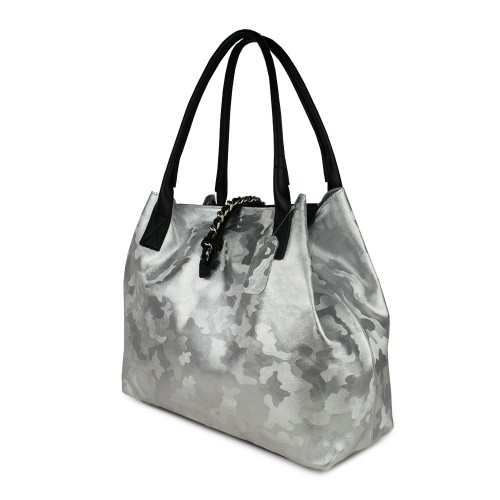 Geanta piele silver cu imprimeu GF559