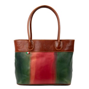 Geanta piele maro/ verde  GF580
