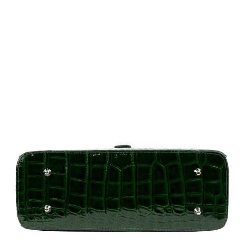 Geanta piele lacuita verde GF595