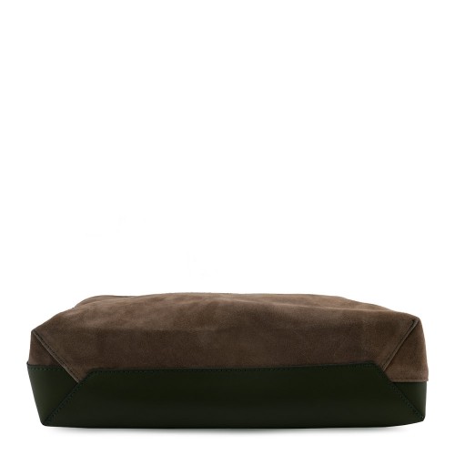 Geanta piele naturala maro/ verde GF601
