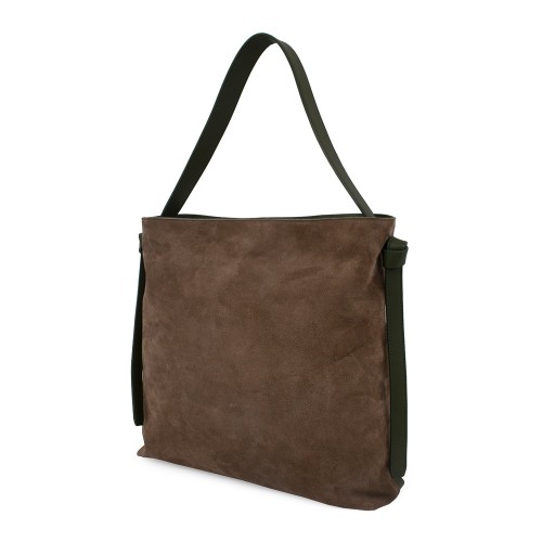 Geanta piele naturala maro/ verde GF601