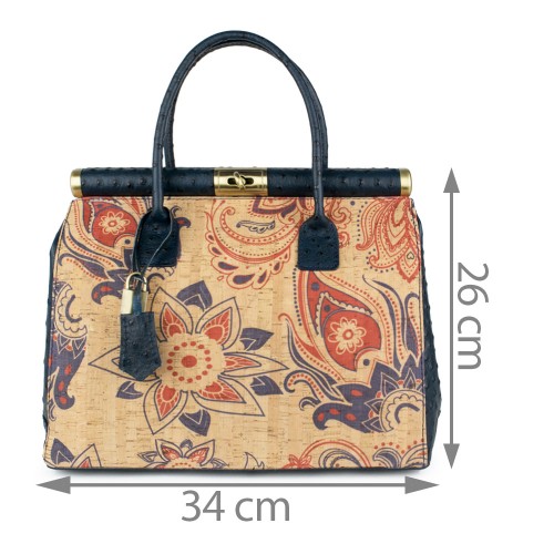 Geanta piele imprimeu paisley/ bleumarin GF620