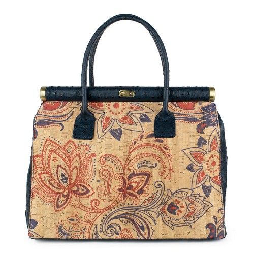 Geanta piele imprimeu paisley/ bleumarin GF620