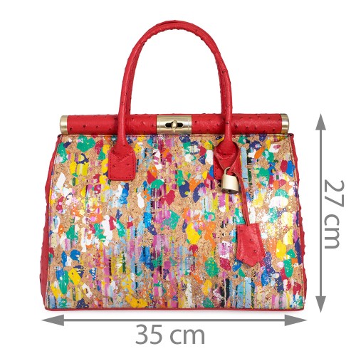Geanta piele rosie cu imprimeu GF623