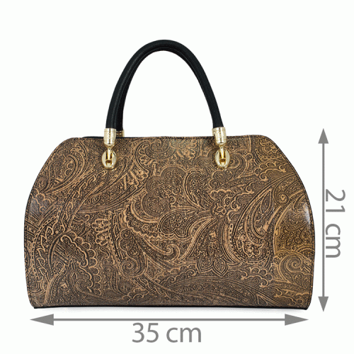 Geanta piele imprimeu paisley/ negru GF626