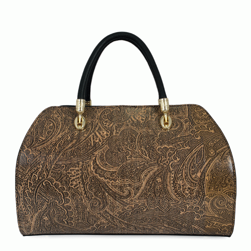 Geanta piele imprimeu paisley/ negru GF626