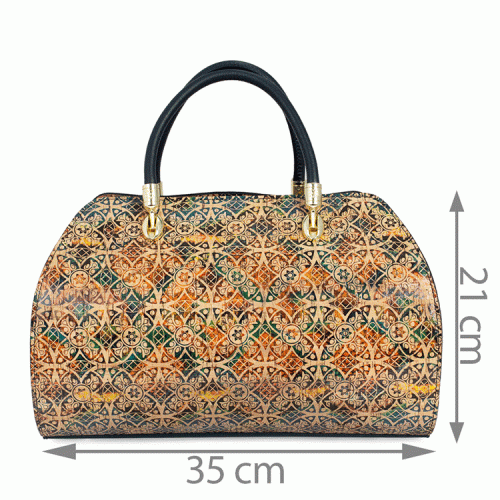 Geanta piele cu imprimeu paisley/ bleumarin GF627