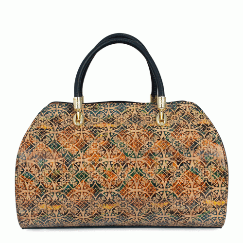 Geanta piele cu imprimeu paisley/ bleumarin GF627